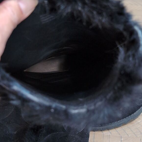 COACH Deeann Black Fur Trim Signature Winter Boots Sz 7 - Picture 11 of 14
